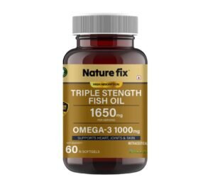 Nature Fix Triple Strength Fish Oil 1650mg – Omega-3 1000mg (Supports Heart, Joints & Skin) – 60 Softgels